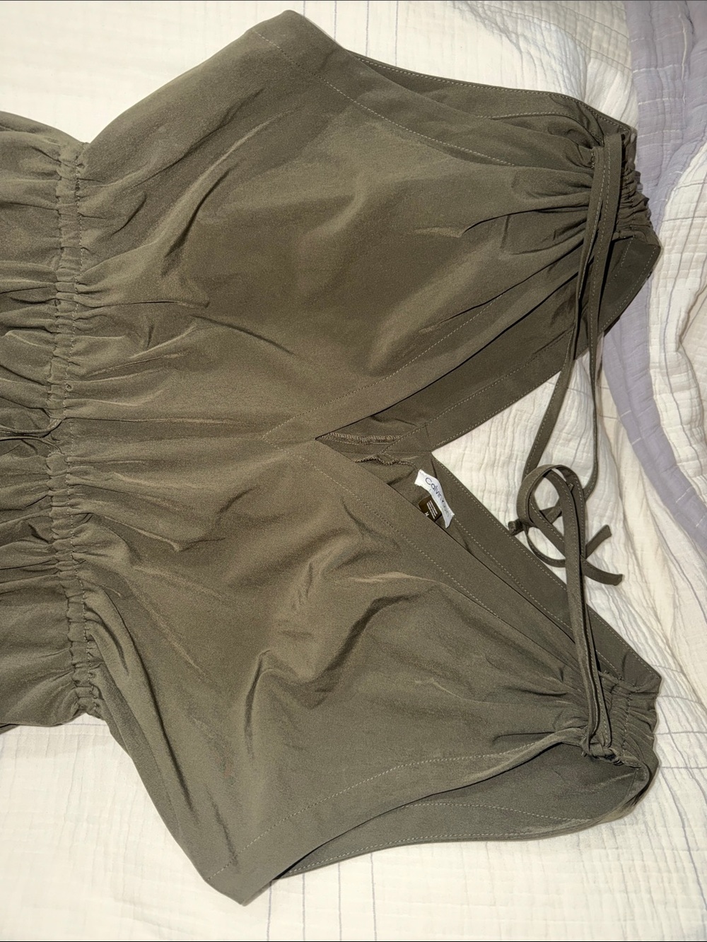 Calvin Klein Olive Green Sleeveless V-Neck Maxi Dress - Picture 6 of 8
